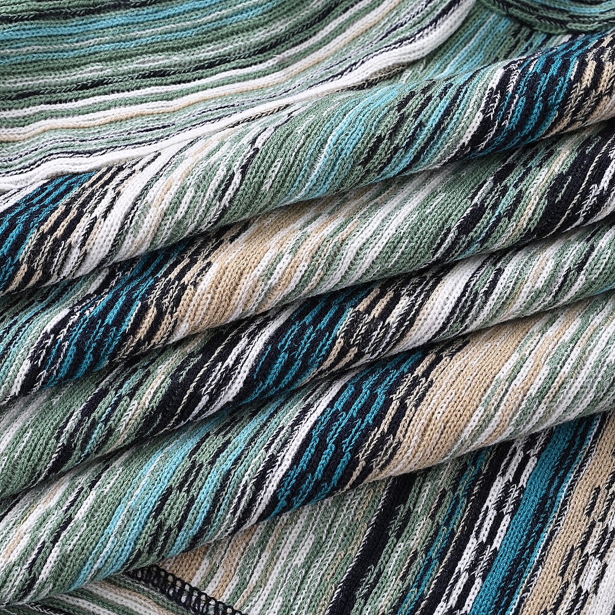 TAMSY Teal Striped Knit Poncho image number 3