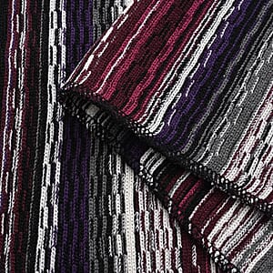 TAMSY Burgundy Striped Knit Poncho