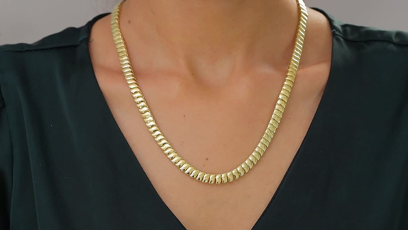EverTrue Bronzella Collection Wave Link Necklace in 18K YG Plated Bronze 18 Inches