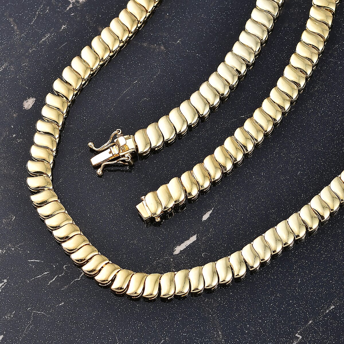 EverTrue Bronzella Collection Wave Link Necklace in 18K YG Plated Bronze 18 Inches image number 1