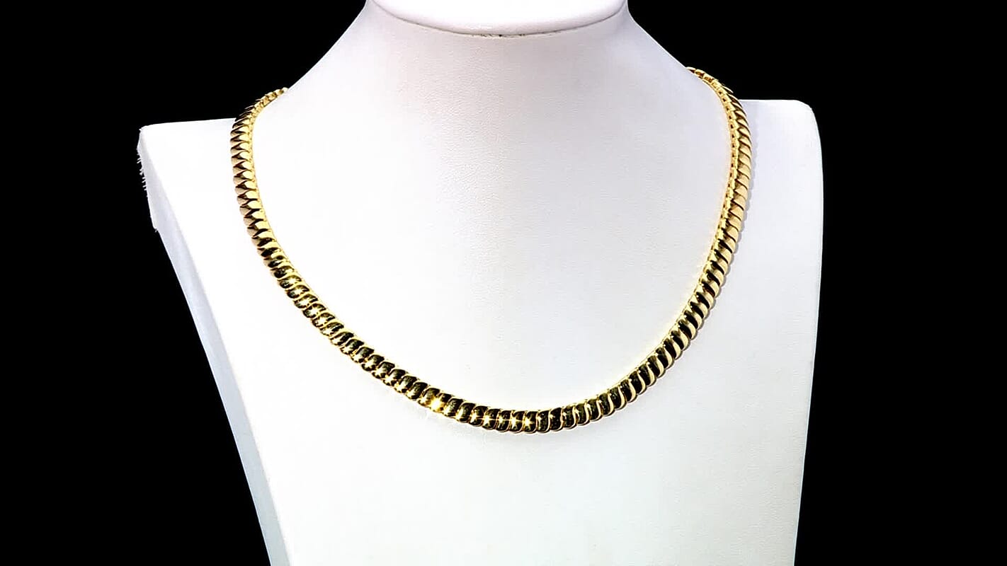 EverTrue Bronzella Collection Wave Link Necklace in 18K YG Plated Bronze 18 Inches