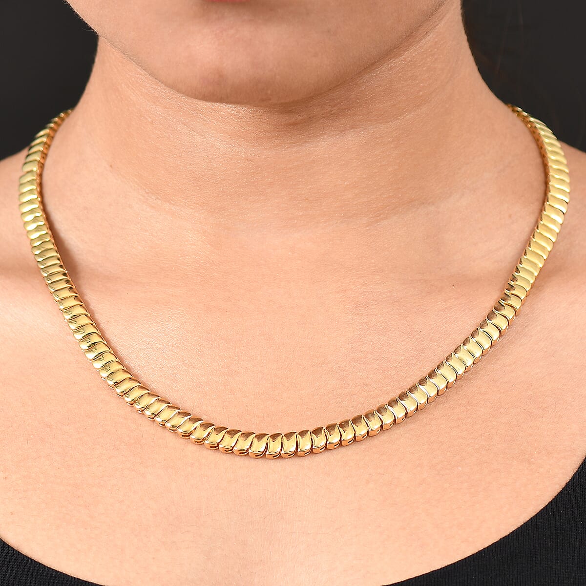 EverTrue Bronzella Collection Wave Link Necklace in 18K YG Plated Bronze 18 Inches image number 2