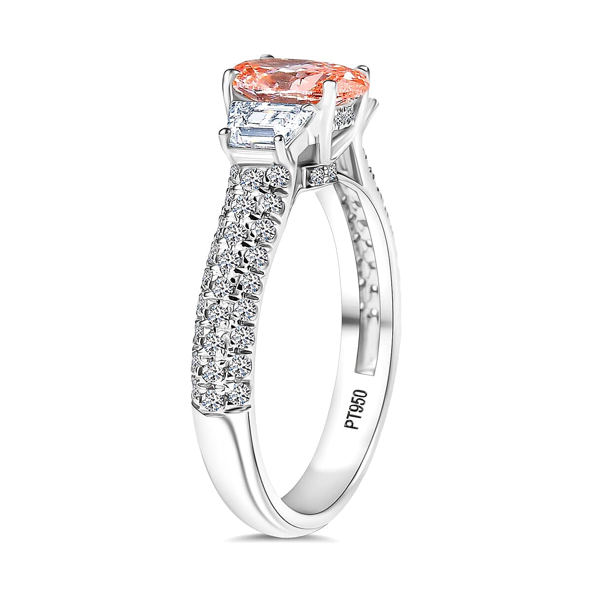IGI Certified Luxuriant Lab Grown Pink Diamond (IR) 5.0) VS and Lab Grown Diamond 2.00 ctw Ring in 950 Platinum (Size 8.0) 6.35 Grams