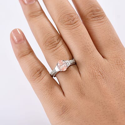 IGI Certified Luxuriant Lab Grown Pink Diamond (IR) 9.5) VS and Lab Grown Diamond 2.00 ctw Ring in 950 Platinum (Size 8.0) 6.35 Grams