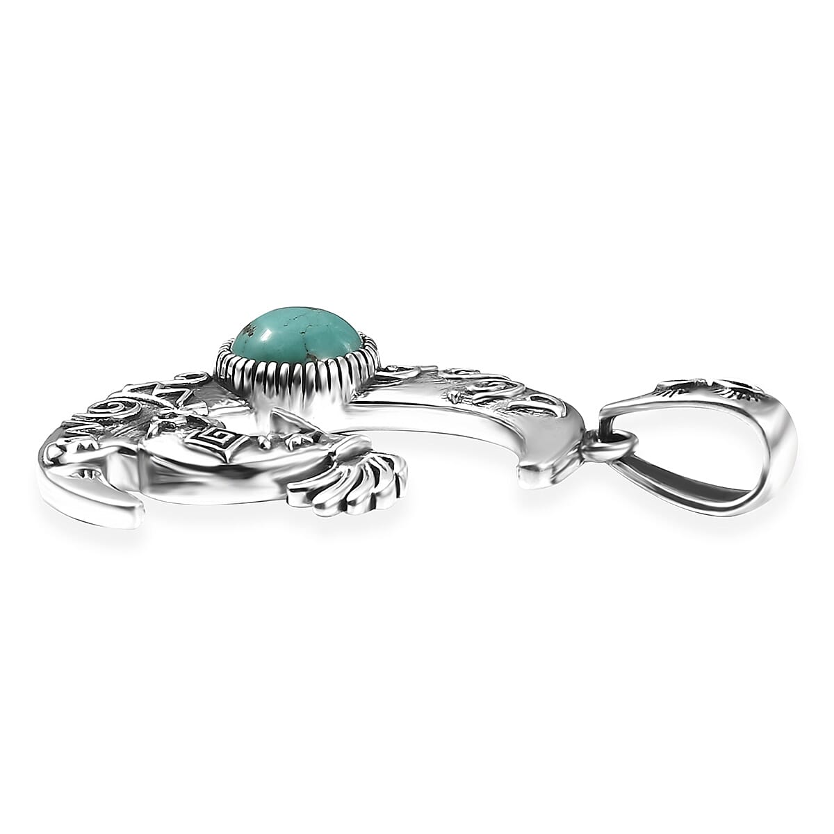 D'Joy Artisan Crafted Tahoe Naveda Turquoise 1.90 ctw Kokopelli Pendant without Chain in Sterling Silver  image number 3