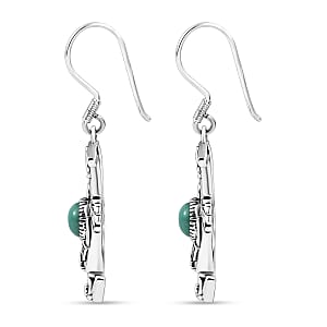 D'Joy Artisan Crafted Tahoe Nevada Turquoise 2.00 ctw Kokopelli Earrings in Sterling Silver 