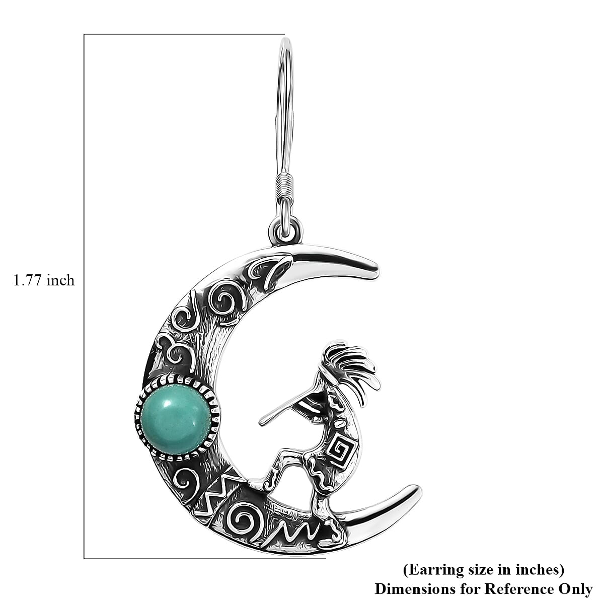 D'Joy Artisan Crafted Tahoe Naveda Turquoise 2.00 ctw Kokopelli Earrings in Sterling Silver  image number 5