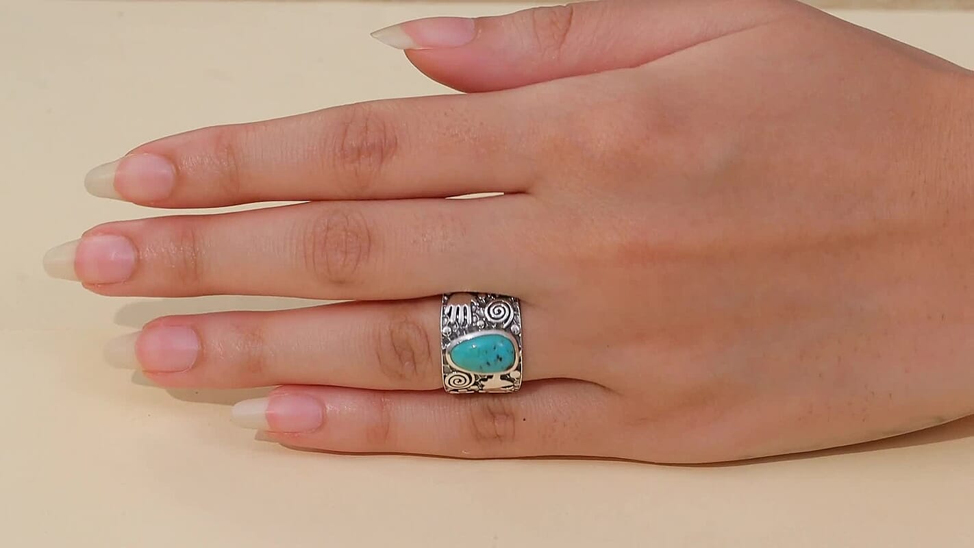 D'Joy Artisan Crafted Tahoe Naveda Turquoise 2.35 ctw Ring in Sterling Silver (Size 10.0)