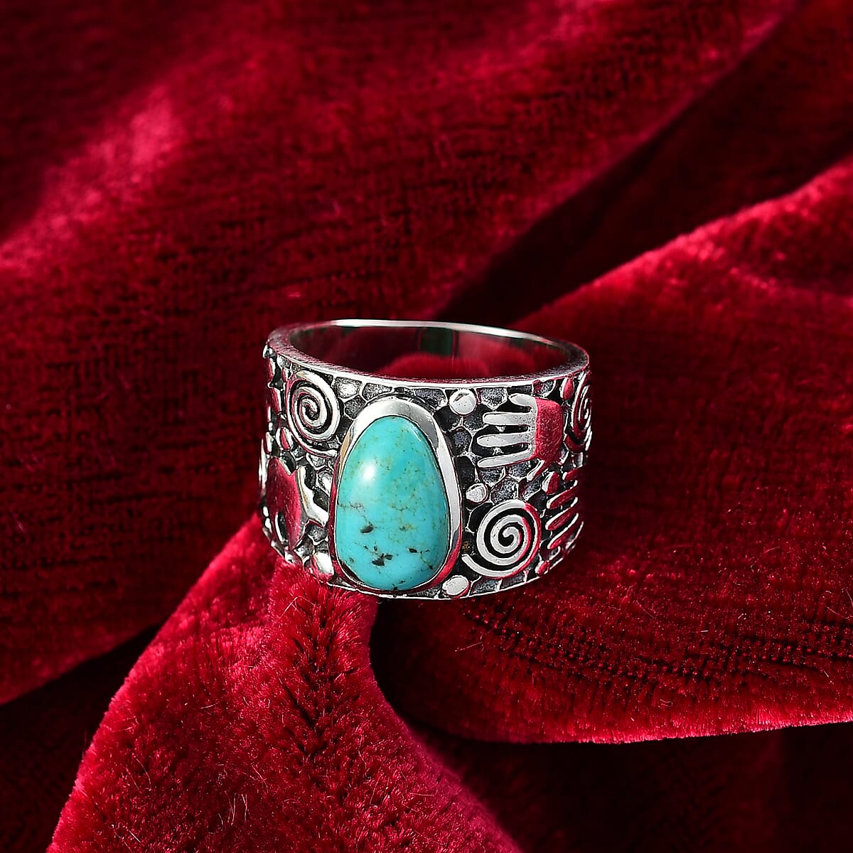 D'Joy Artisan Crafted Tahoe Naveda Turquoise 2.35 ctw Ring in Sterling Silver (Size 10.0)  image number 1