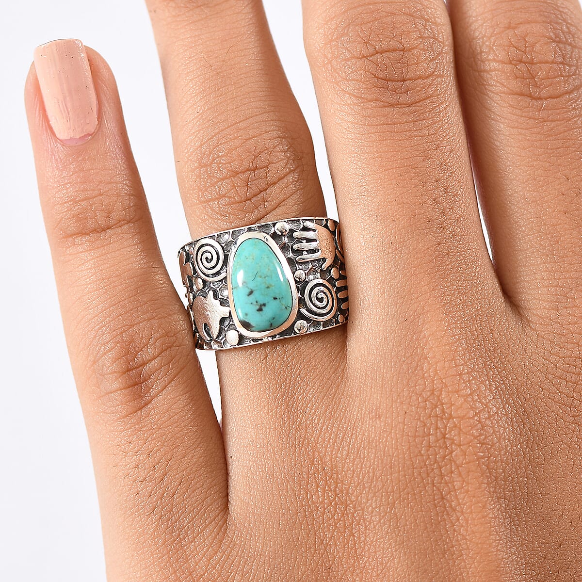 D'Joy Artisan Crafted Tahoe Naveda Turquoise 2.35 ctw Ring in Sterling Silver (Size 10.0)  image number 2