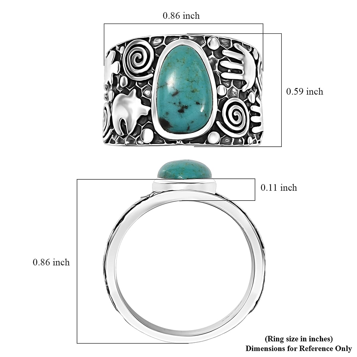 D'Joy Artisan Crafted Tahoe Naveda Turquoise 2.35 ctw Ring in Sterling Silver (Size 10.0)  image number 5