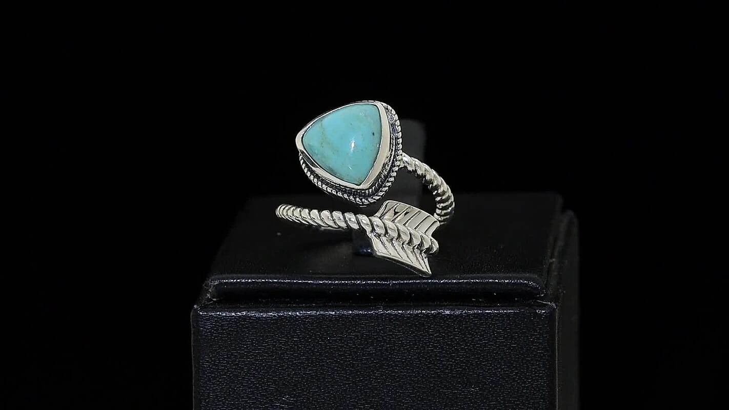 D'Joy Artisan Crafted Tahoe Naveda Turquoise Ring in Sterling Silver (Size 10.0) 3.40 ctw