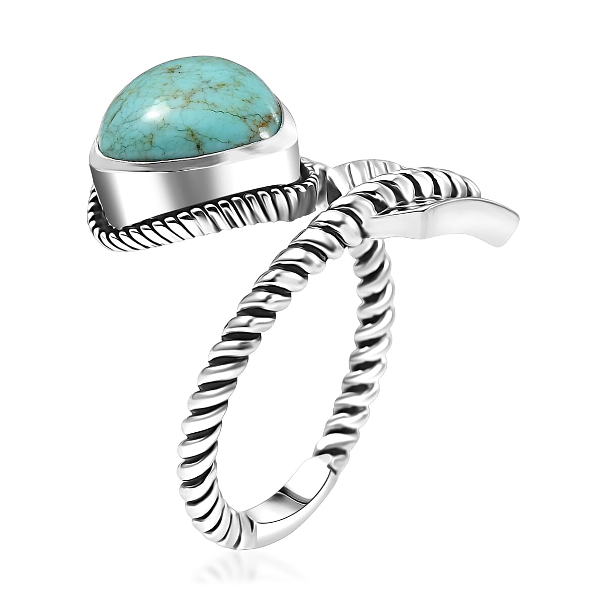 D'Joy Artisan Crafted Tahoe Nevada Turquoise Arrow Ring in Sterling Silver 3.50 ctw (Size 5.0) image number 3