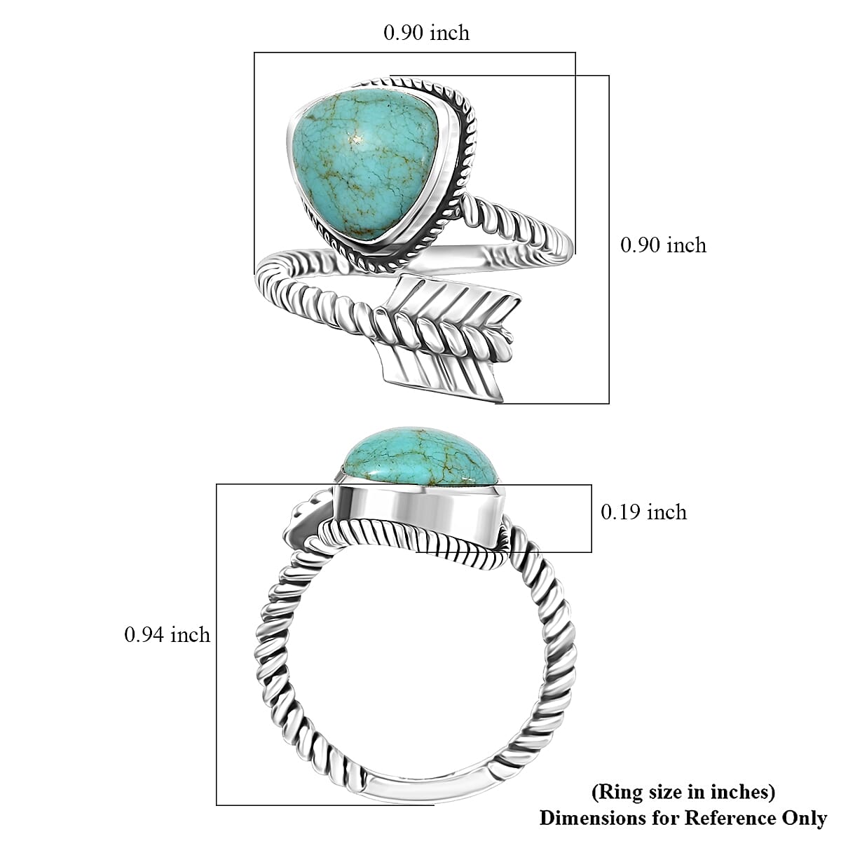 D'Joy Artisan Crafted Tahoe Nevada Turquoise 3.50 ctw Arrow Ring in Sterling Silver (Size 9.0) image number 5