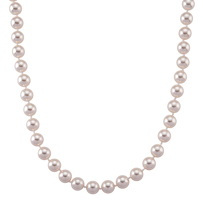 White Shell Pearl Necklace in Stainless Steel 20 Inches
