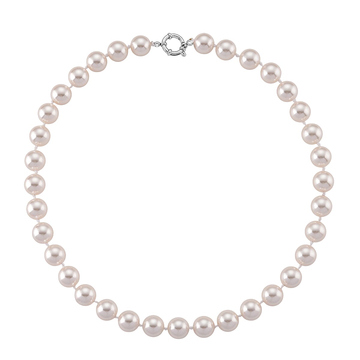 White Shell Pearl Necklace in Stainless Steel 20 Inches image number 2