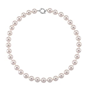 White Shell Pearl Necklace in Stainless Steel 20 Inches