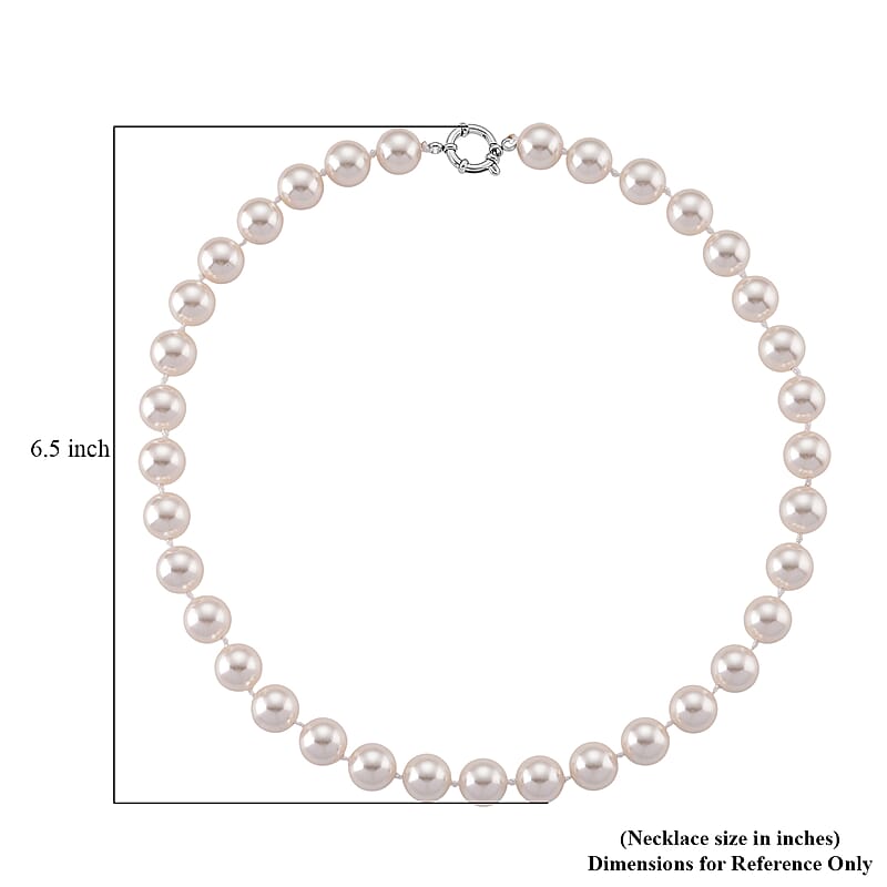 White Shell Pearl Necklace in Stainless Steel 20 Inches