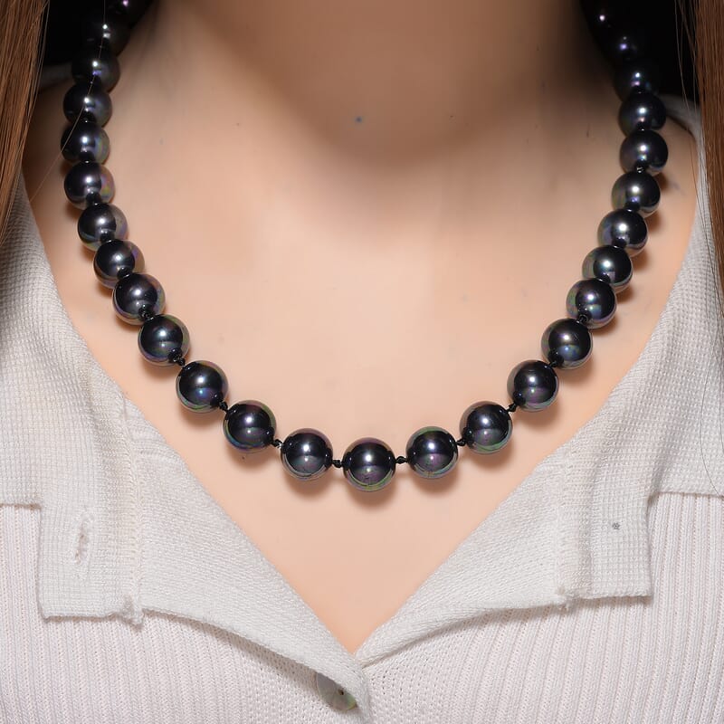 Tahitian Shell Pearl Necklace in ION Plated YG Stainless Steel 20 Inches