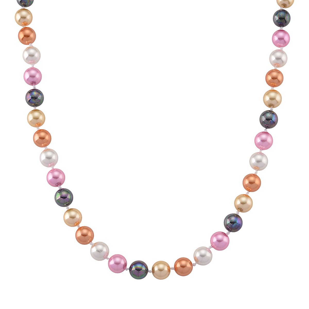 Multi Color Shell Pearl Necklace in ION Plated RG Stainless Steel 20 Inches image number 0