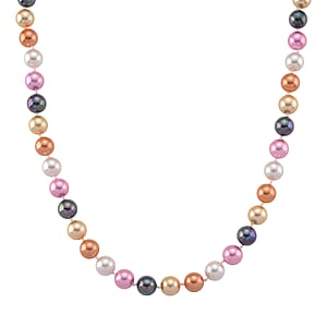 Multi Color Shell Pearl Necklace in ION Plated RG Stainless Steel 20 Inches