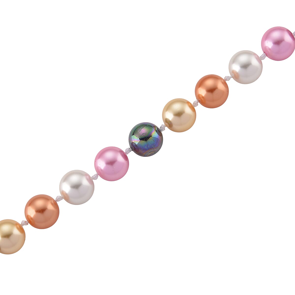 Multi Color Shell Pearl Necklace in ION Plated RG Stainless Steel 20 Inches image number 3