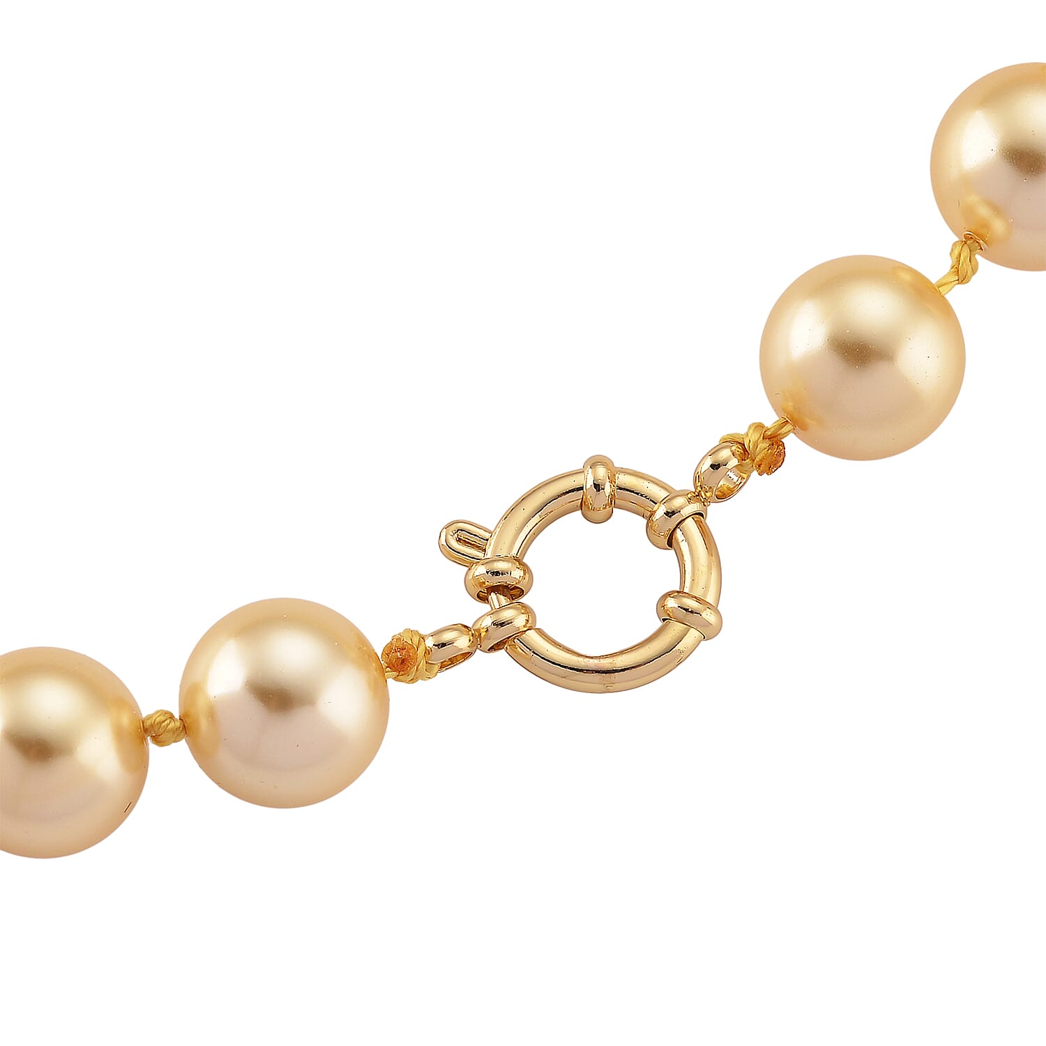  Golden Shell Pearl Necklace in ION Plated YG Stainless Steel 20 Inches