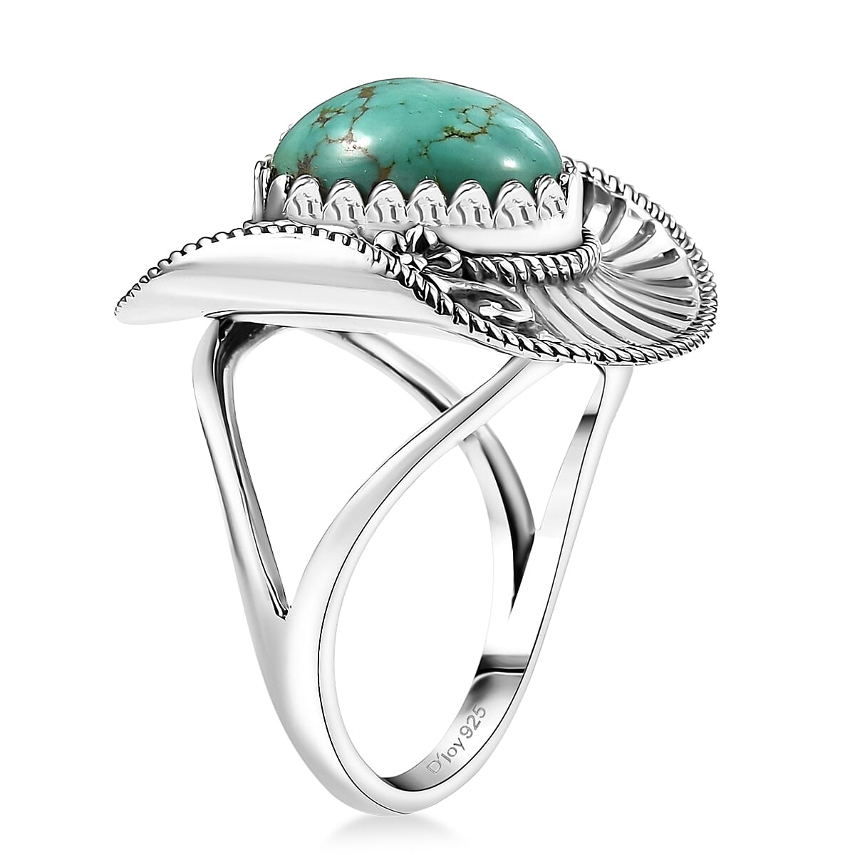 D'Joy Artisan Crafted Tahoe Naveda Turquoise 4.40 ctw Cowboy Hat Ring in Sterling Silver (Size 7.0) image number 3