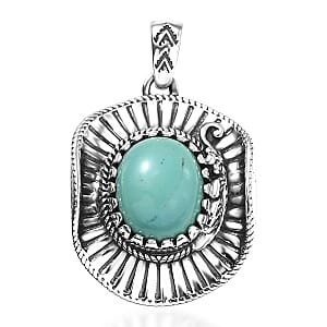 D'Joy Artisan Crafted Tahoe Naveda Turquoise 4.20 ctw Cowboy Hat Pendant without Chain in Sterling Silver 