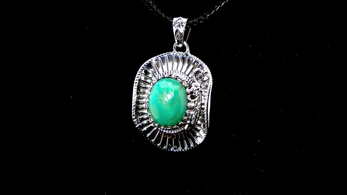 D'Joy Artisan Crafted Tahoe Nevada Turquoise 4.20 ctw Cowboy Hat Pendant without Chain in Sterling Silver
