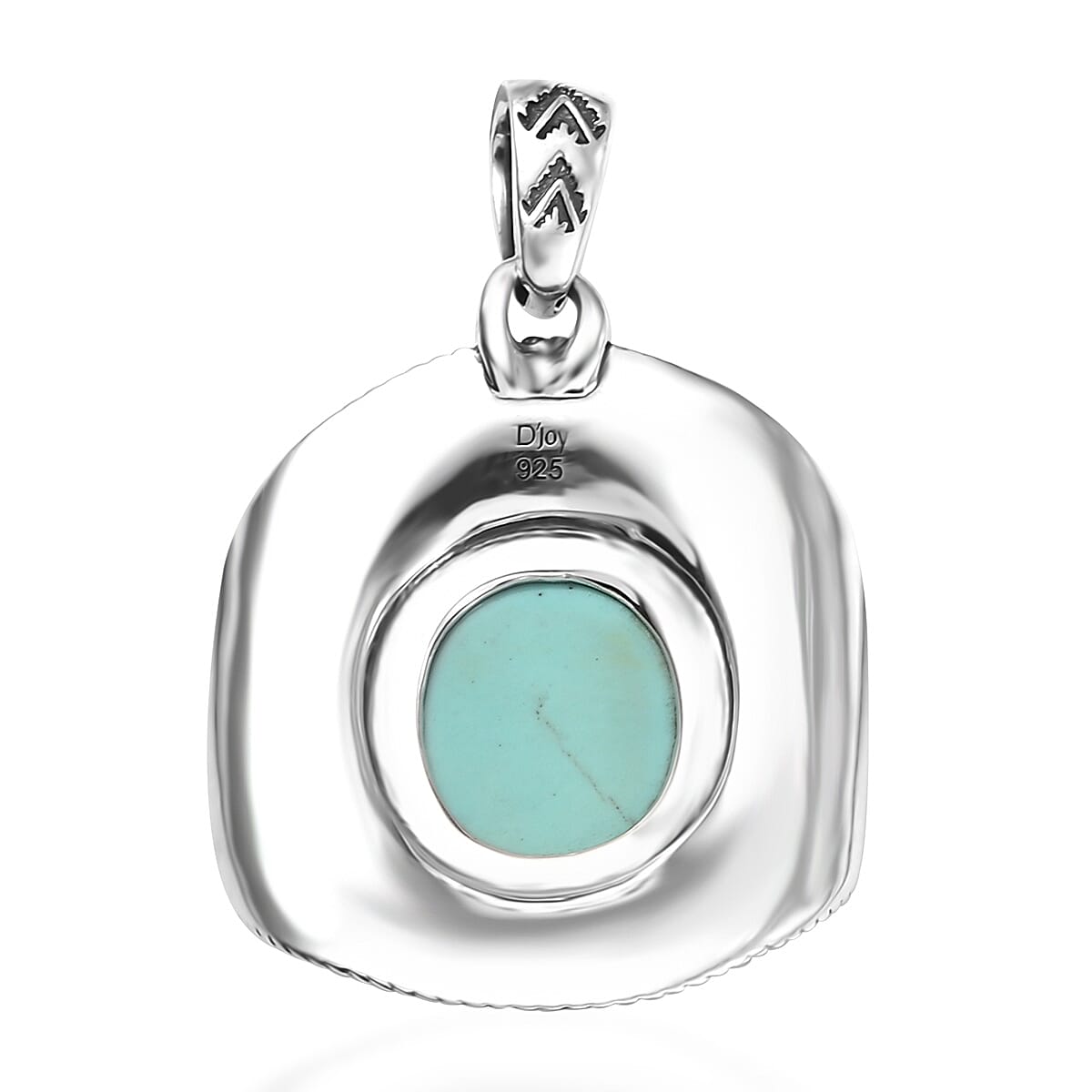 D'Joy Artisan Crafted Tahoe Naveda Turquoise 4.20 ctw Cowboy Hat Pendant without Chain in Sterling Silver  image number 4