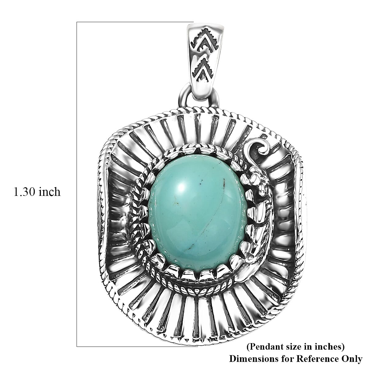 D'Joy Artisan Crafted Tahoe Nevada Turquoise 4.20 ctw Cowboy Hat Pendant without Chain in Sterling Silver 