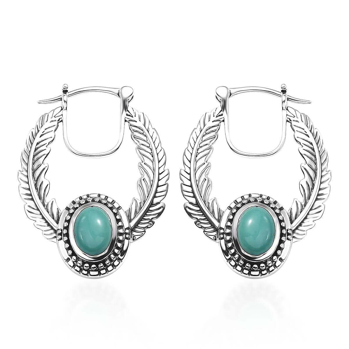 D'Joy Artisan Crafted Tahoe Naveda Turquoise 2.50 ctw Feather Earrings in Sterling Silver  image number 0