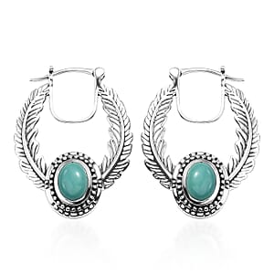 D'Joy Artisan Crafted Tahoe Naveda Turquoise 2.50 ctw Feather Earrings in Sterling Silver 
