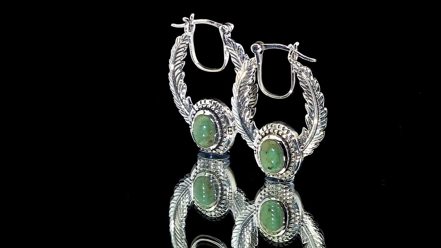 D'Joy Artisan Crafted Tahoe Nevada Turquoise 2.50 ctw Feather Earrings in Sterling Silver