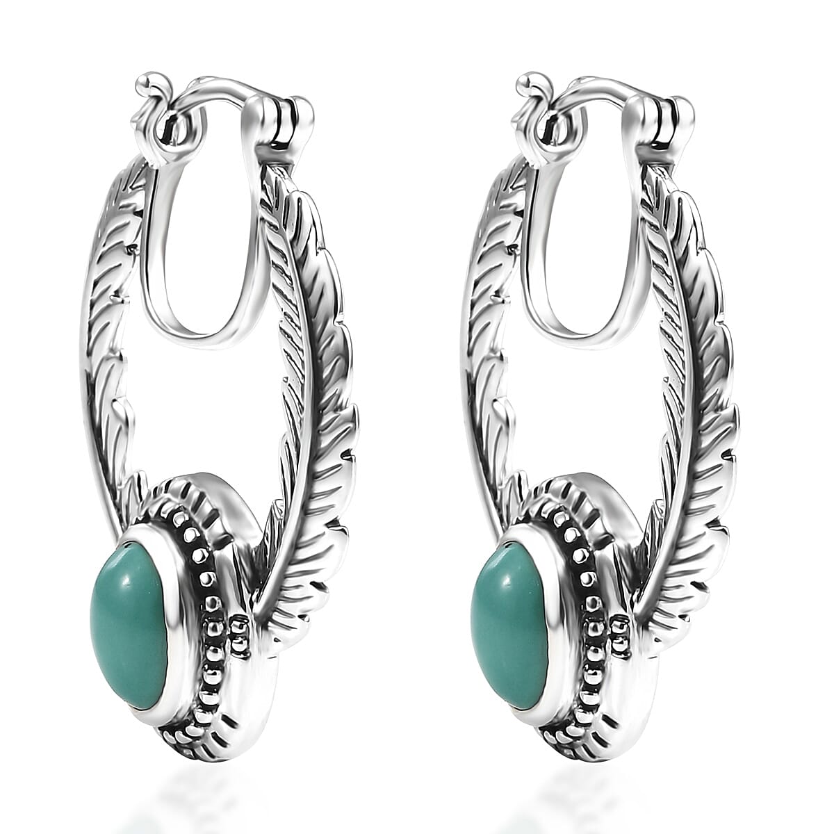 D'Joy Artisan Crafted Tahoe Naveda Turquoise 2.50 ctw Feather Earrings in Sterling Silver  image number 3