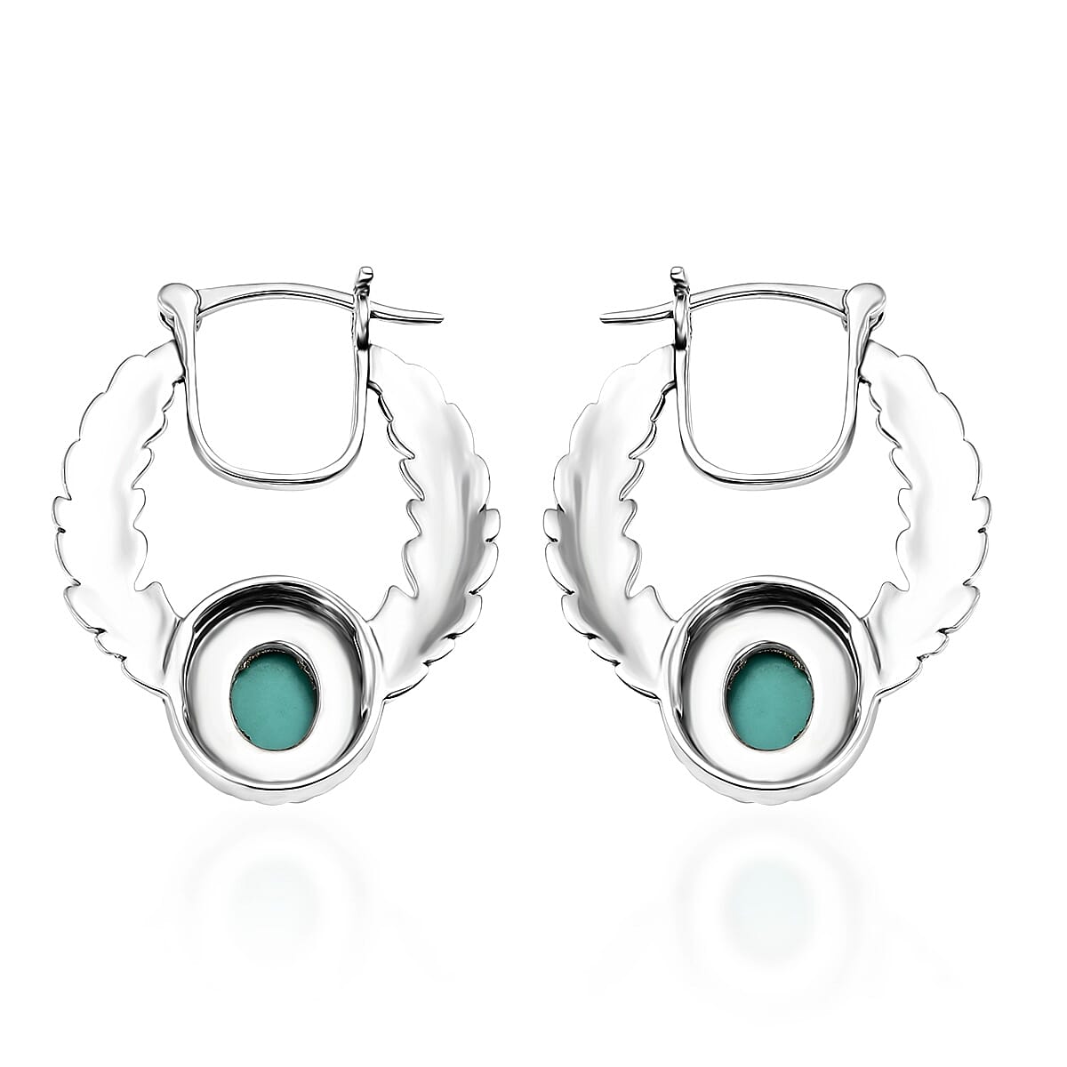 D'Joy Artisan Crafted Tahoe Naveda Turquoise 2.50 ctw Feather Earrings in Sterling Silver  image number 4