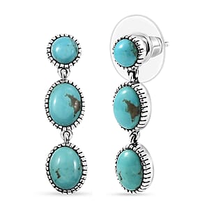 D'Joy Artisan Crafted Tahoe Naveda Turquoise 6.15 ctw Earrings in Sterling Silver