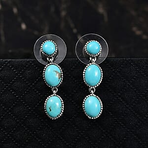 D'Joy Artisan Crafted Tahoe Nevada Turquoise 6.15 ctw Earrings in Sterling Silver