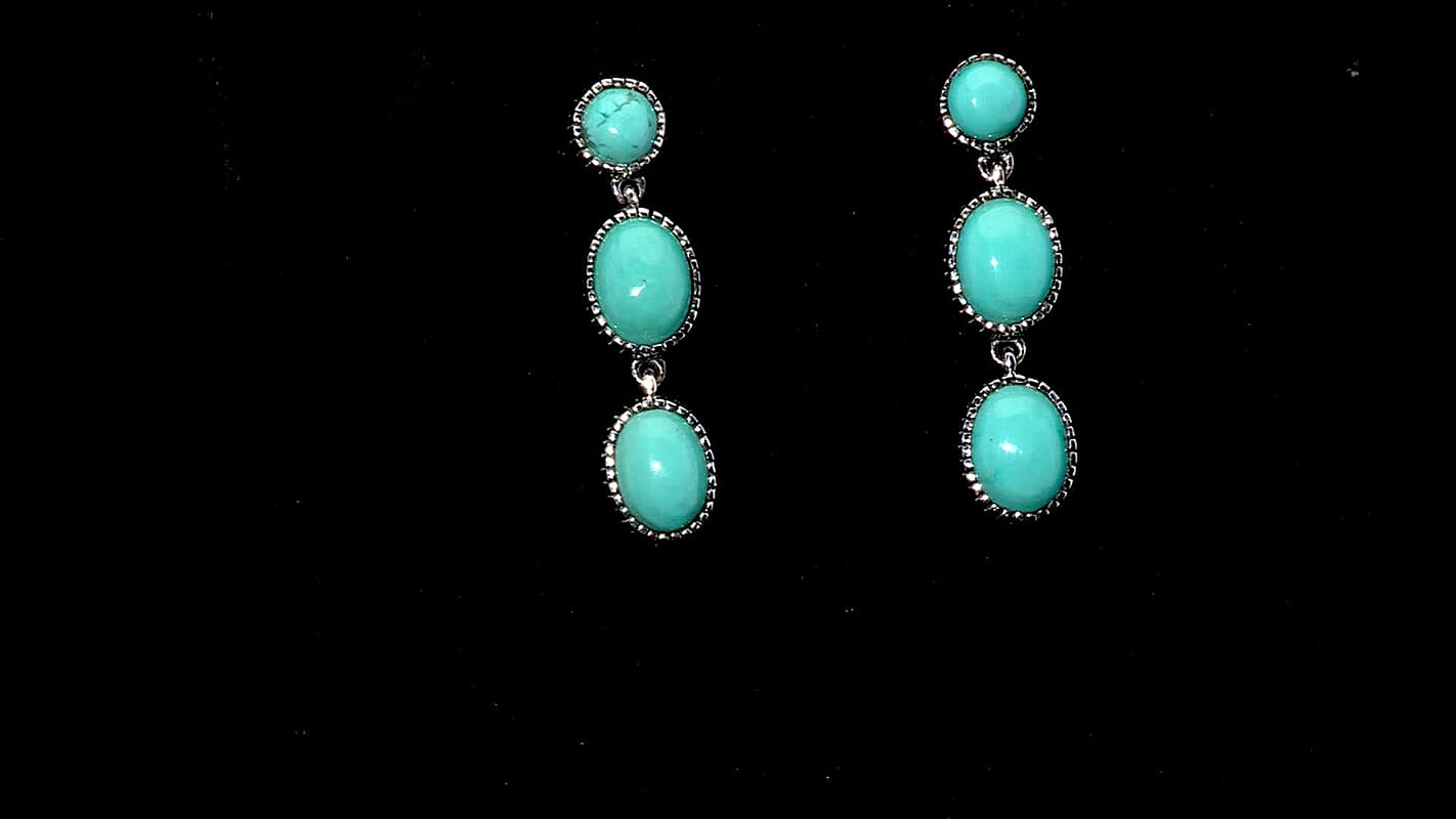 D'Joy Artisan Crafted Tahoe Nevada Turquoise 6.15 ctw Earrings in Sterling Silver