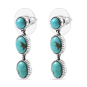D'Joy Artisan Crafted Tahoe Nevada Turquoise 6.15 ctw Earrings in Sterling Silver
