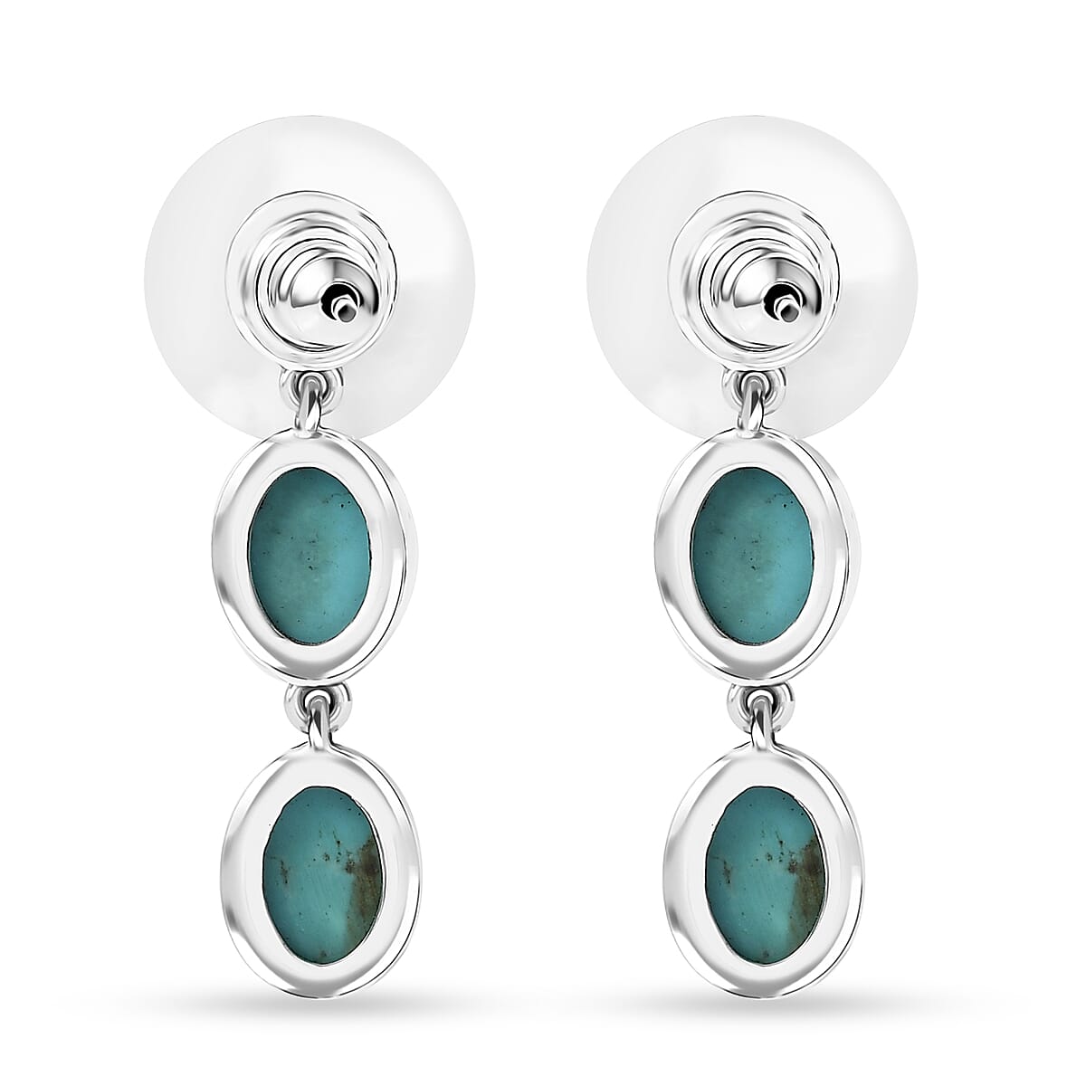 D'Joy Artisan Crafted Tahoe Naveda Turquoise 6.15 ctw Earrings in Sterling Silver image number 5