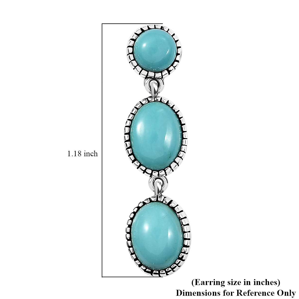D'Joy Artisan Crafted Tahoe Naveda Turquoise 6.15 ctw Earrings in Sterling Silver image number 6