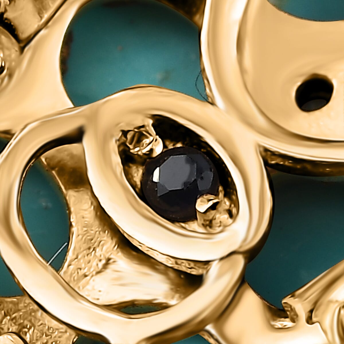 GP Capri Collection Sleeping Beauty Turquoise and White Zircon 4.00 ctw Ring in 18K Vermeil Yellow Gold Over Sterling Silver (Size 5.0) image number 7