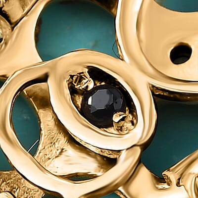 GP Capri Collection Sleeping Beauty Turquoise, White Zircon Ring in 18K Vermeil YG Over Sterling Silver 4.00 ctw (Size 9.0)