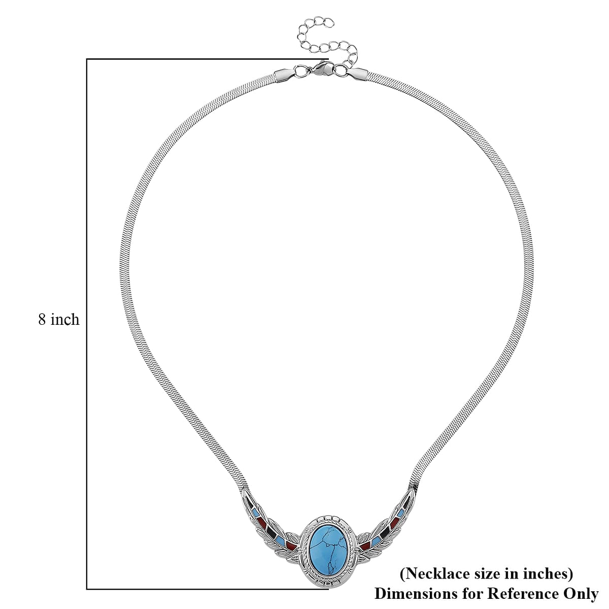 Blue Howlite, Enameled Feather Necklace (20-22 Inches) in Stainless Steel 10.00 ctw image number 6