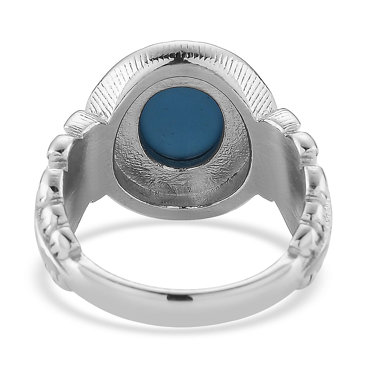 Blue Howlite 1.50 ctw and Enameled Feather Ring in Stainless Steel (Size 7.0) image number 4