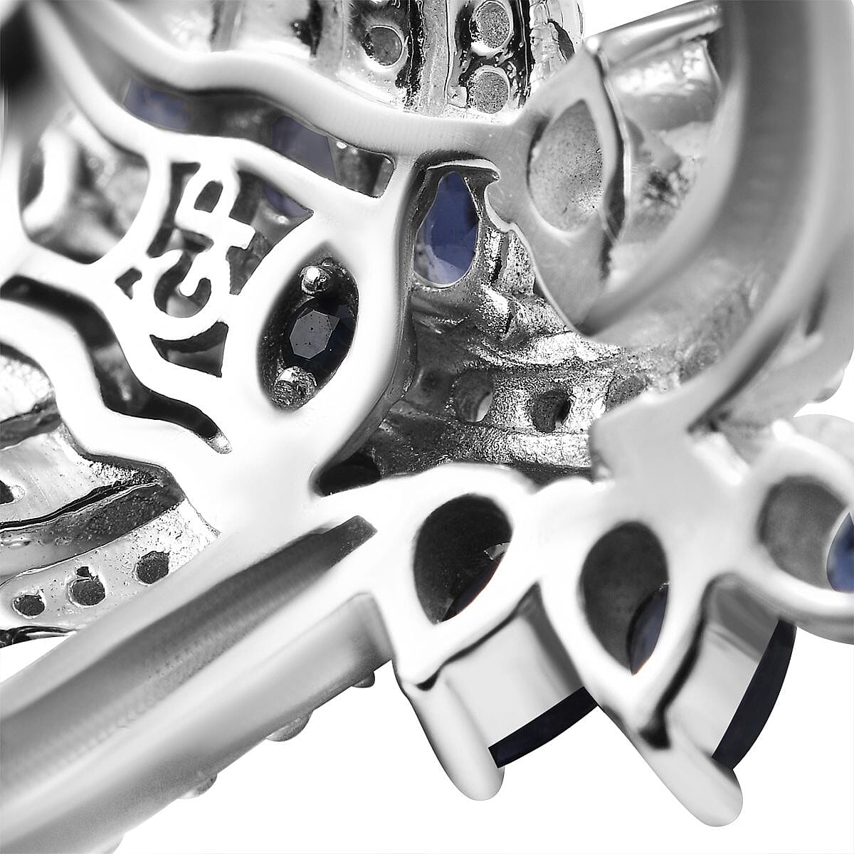 GP Italian Garden Collection Premium Catalina Iolite and Multi Gemstone 3.20 ctw Feather Luch Ring in Rhodium Over Sterling Silver (Size 7.0) image number 7