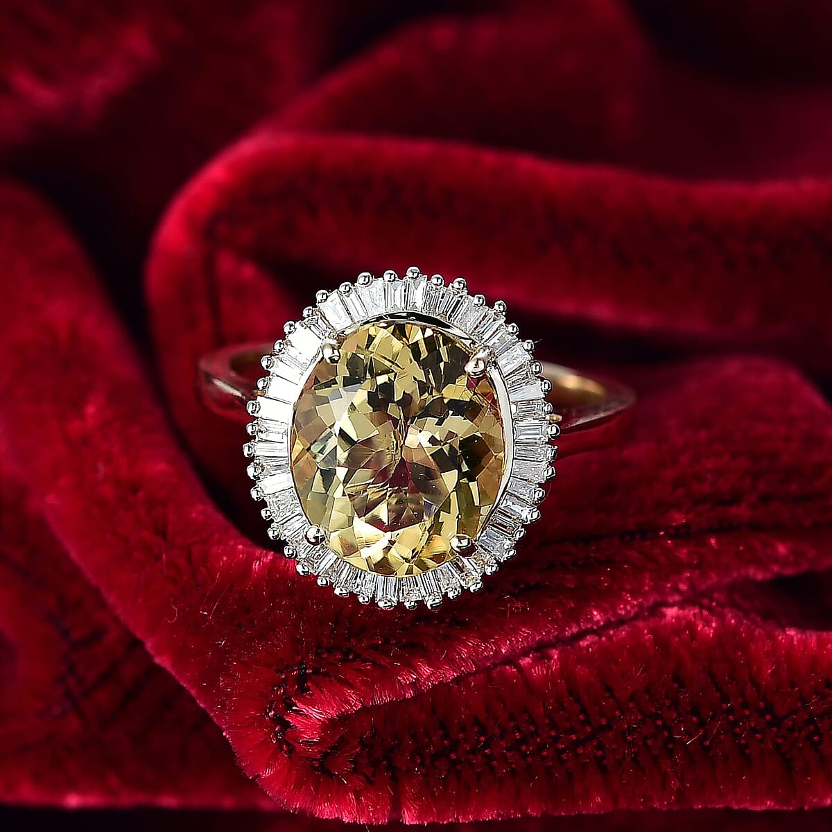 Luxoro Brazilian Heliodor, Diamond Ring in 10K Yellow Gold 4.40 ctw (Size 10.0) image number 1