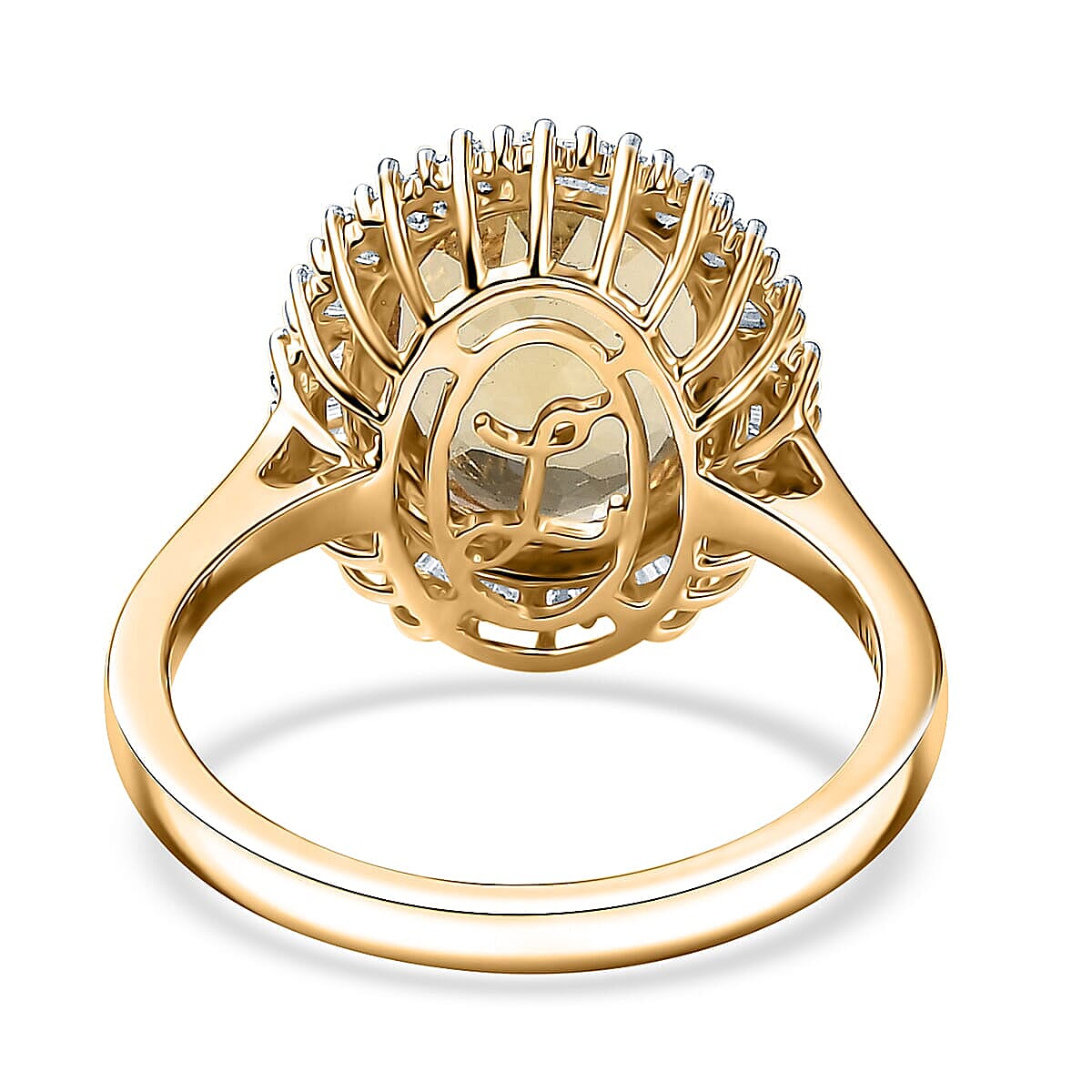 Luxoro Premium Brazilian Heliodor and G-H I2 Diamond 4.40 ctw Golden Crownlight Ring in 10K Yellow Gold (Size 6.0) image number 4